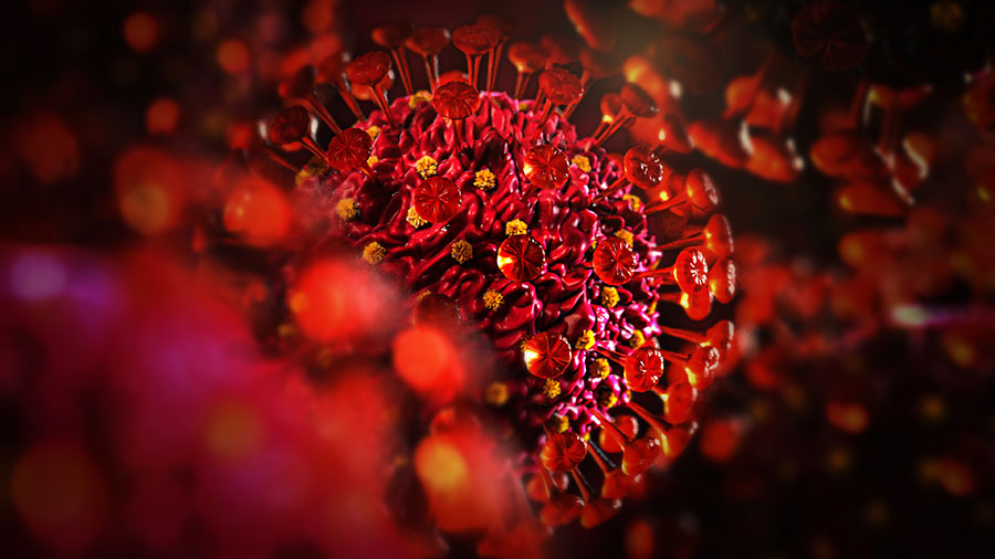 4k 3D illustration of a SARS-CoV-2 virion COVID-19 Coronavirus transparent group